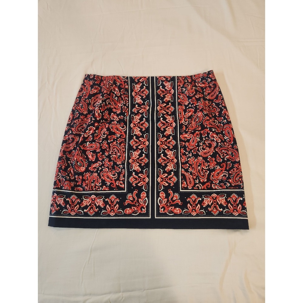 Talbots Women's Red Paisley Motif Skirt Size 12P Lined Western Rockabilly Retro